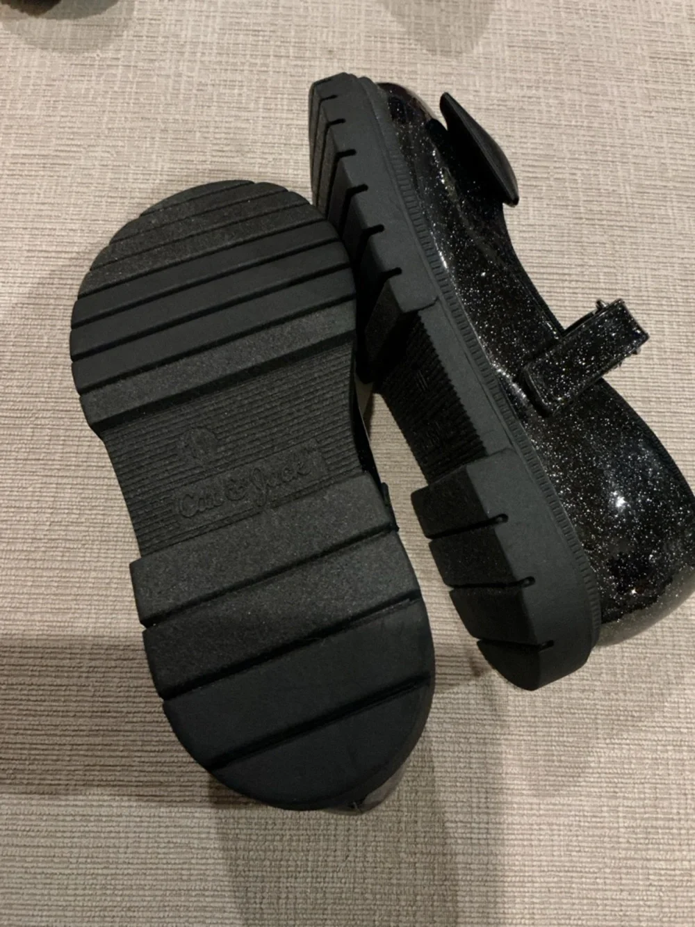 Buy one get one 50% off Cat & Jack Black Glitter Mary Jane Shoes with Bow Accent